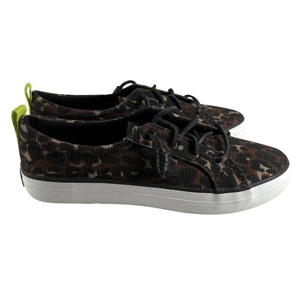 Sperry Women Size 7 Cheetah Print Casual Slip-On Crestvibe Seacycled Sneakers